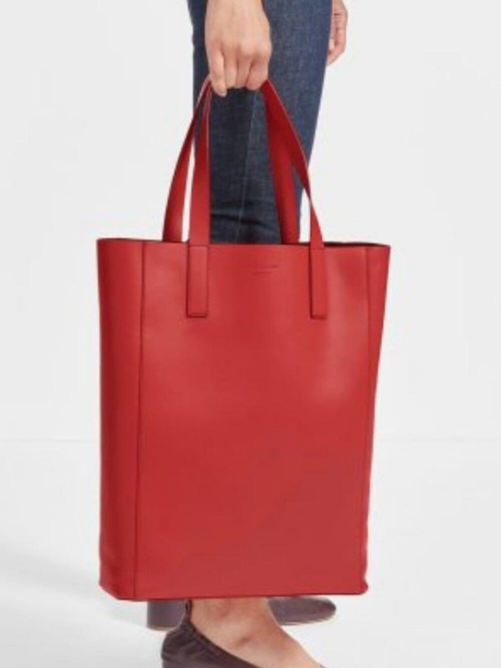 Everlane Leather Magazine Tote in Red